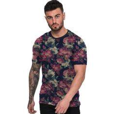 Camiseta Estampada Florida Masculina Floral - Di Nuevo, M, Preto