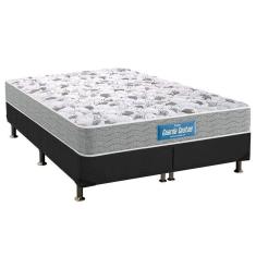 Cama Box Queen: Colchão Espuma D45 Probel Guarda Costas Plus + Base Crc Suede Gray(158X198)
