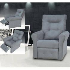 Poltrona Do Papai Reclinável Clio Suede Cinza Matrix