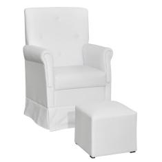 Poltrona De Amamentação Suzi Com Balanço E Puff Corino Branco - Phoenix Baby Corino Branco