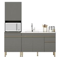 Paneleiro E Balcão Gabinete Com Pia 150cm Lina K02 Gris - Mpozenato