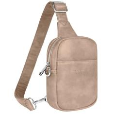 Vantamo Bolsas transversais para mulheres: Bolsa tiracolo de couro vegano com bloqueio de RFID com clipe antifurto - Estilo seguro para o dia a dia, Areia/areia, Bolsa tiracolo