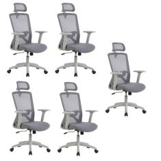 Kit com 5 Cadeira para Escritório Office Dallas Cinza