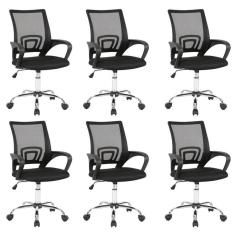 Kit 6 Cadeiras Dot para Escritório Diretor com Rodízios Manchester Light Preto