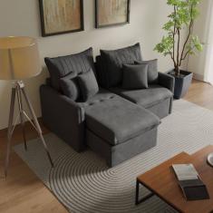 Sofá Cama Retrátil e Reclinável 180cm Colibri Cabecasa Madeiramadeira Veludo Grafite