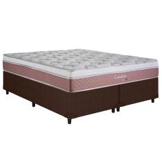 Cama Box Queen: Colchão Molas Herval Maxspring Coimbra + Base Crc Courano Brown(158X198)