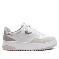Tênis Feminino Via Marte Flatform com Detalhes Metalizados Branco/prata-Feminino