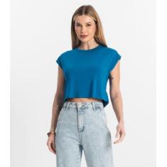 Blusa Básica Feminina Viscotorcion Rovitex Azul, P, Azul