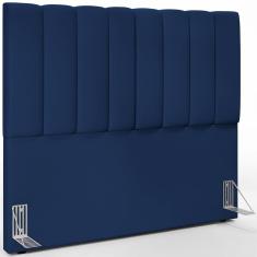 Cabeceira Cama Box Casal 140 cm Dália W01 Suede Azul Marinho - Lyam Decor
