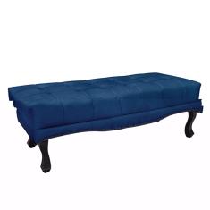 Recamier Decorativo 140cm Loewe Suede Pés de Madeira Azul Marinho - Gran Belo