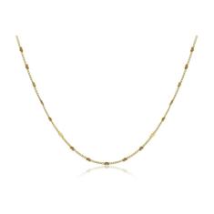 Colar Com Corrente Folheada Em Ouro Com Intervalos De Mini Corações Folheado Em Ouro 18k