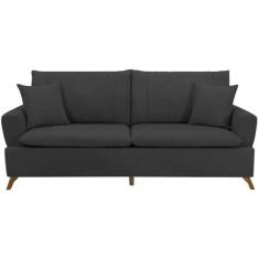Sofa 3 Lugares 180 cm Eron Linho Grafite Vazzano - Dmonegatto, Grafite