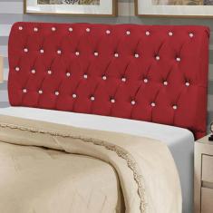 Cabeceira Estofada Paris 195CM King Strass Courino Vermelho - D A decor