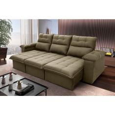 Sofá Retrátil/Reclinável Verona 2,30m Suede Velut Bege c/ Molas no Assento - King Kong