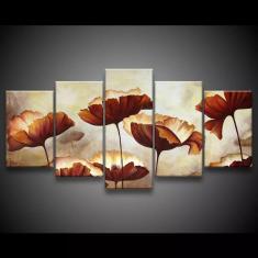 Quadro Decorativo 129x63 Sala Quarto Flores Papoula Aquarela