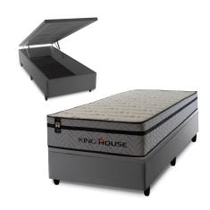 Conjunto Box Baú Preston Cinza 96x203x78 c/ Molas Ensacadas 