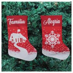 Dupla De Bota Meia Enfeite Natalino Temático 47cm