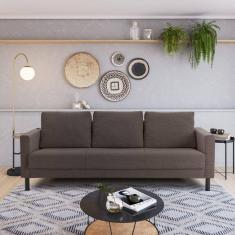 Sofá 3 Lugares com USB em Linho Antúrio CabeCasa MadeiraMadeira Marrom