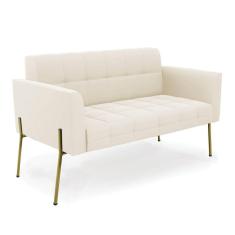 Sofá Namoradeira 2 Lugares Pé de Ferro Dourado Elisa Veludo D03 - D`Rossi