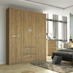 Roupeiro Guarda Roupa Casal Quarto 6 Portas 3 Gavetas Econ