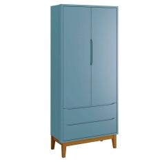 Guarda Roupa Infantil New Classic 2 Portas Azul Com Pés Madeira - Reller