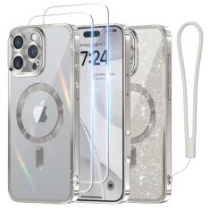 Meifigno Capa projetada para iPhone 16 Pro de 6,3 polegadas, [compatível com MagSafe] [2x protetores de tela] [cartão de glitter e alça de pulso] Proteção de lente surround projetada para iPhone 16