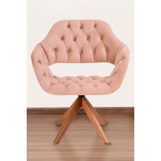 Poltrona Decorativa Sput Pé Giratório de Madeira Capitonê