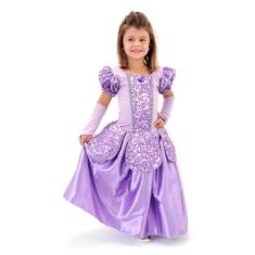 Fantasia Infantil Bela Cinderela Aurora Sofia Luvas E Coroa - festa lu