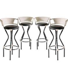 Conjunto 4 Banquetas Charme com Assento Estofado para Bancada - Coage 