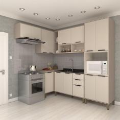 Cozinha Modulada Completa 6 Peças Com Balcões E Aéreos Sem Pia Stylo Luciane Móveis Cinammon-beige