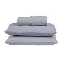 Jogo de Cama Box King Size 03 peças 100% Algodão Lençol Liso Percal 30