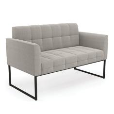 Sofá Namoradeira E Poltrona Industrial Preto Elisa Bouclê D03 - D`rossi Cor Cinza