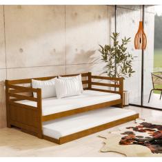 Sofá Cama Rústico Madeira Enjoy 2 Colchões Imbuia