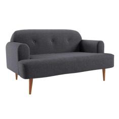 Sofá 2 Lugares Kiev Linho Grafite 130 cm - Mobly