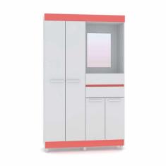 Guarda Roupa Solteiro 4 Portas Vitória 1007989 Branco Rosa Vila Rica