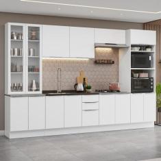 Armário de Cozinha Completa 340cm Branco Stella Madesa 01, Branco