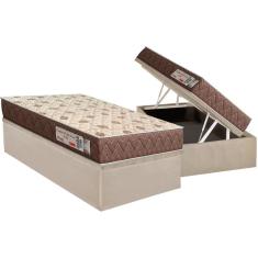 Cama Box Baú Solteiro: Colchão Espuma D33 Orthoflex Comfortpedic + Base CRC Suede Clean (88x188)