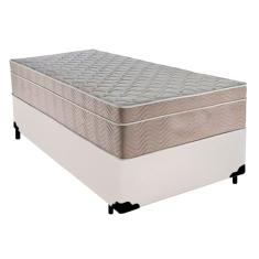 Cama Box Solteiro Sintético + Colchão De Molas Ensacadas - SerenePrime - 88cm Branco