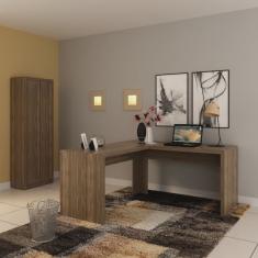 Kit 2 Peças com Mesa para Escritório em L e 1 Armário Multiuso
