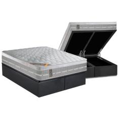 Cama Box Baú King: Colchão Molas Castor Pocket Premium Gel + Base Crc Suede Gray(193X203)