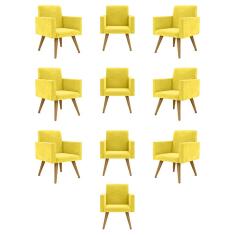 Kit 10 Cadeiras Poltronas Decorativa - Escritório - Recepção Cor:amarelo