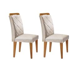 Cadeira Sala De Jantar Melissa Kit 2 Un Imbuia-veludo Creme - Rufato