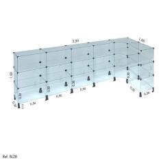 Balcão de Atendimento L Modulado em Vidro 2,50 x 1,00 x 1,00