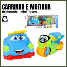 Carrinho E Motinha Mini Racers Interativo Sons Brinquedo - Jp Brink
