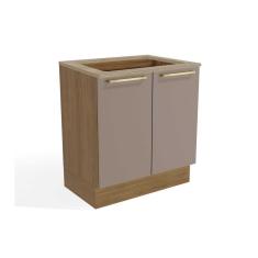 Balcão Cozinha p/Cooktop Botanic M623 top 2 Portas c/Tampo 80cm Nogueira/Fendi/Nogueira - Kappesberg