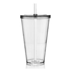 Kit 6 Copos Com Tampa E Canudo 550 Ml Incolor Acrílico Ps