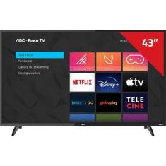 Smart TV LED 43" FHD Wifi USB HDMI Bivolt AOC 43S5135/78G, Preto