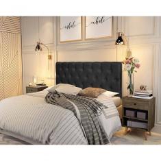 Painel Cabeceira Paris Casal Para Cama Box 1,38 Suede Preto