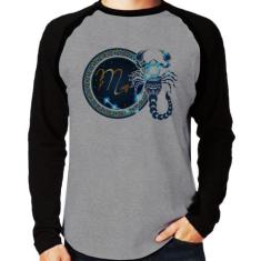 Camiseta Raglan Signo Escorpião Astrologia Manga Longa - Foca na Moda,