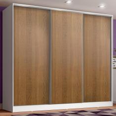 Guarda Roupa Juvenil Kevin 3 Portas de Correr 4 Gavetas 100% MDF Branco-Rustic Madesa